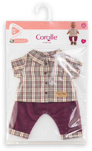 Corolle geruit shirt met broek kleine ontdekker - 36cm