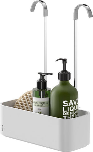 Tiger 2-store - doucherek zonder boren – ophangbaar doucherekje voor douchekraan – 25 cm – douchemand badkamer – wit