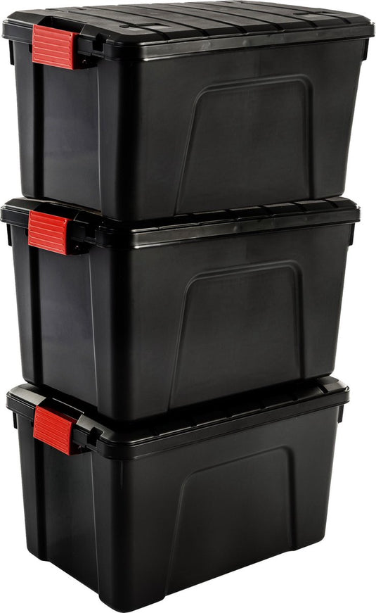 Iris store-it-all opbergbox - 60l - kunststof - zwart - set van 3