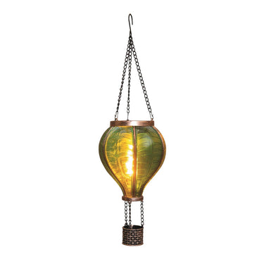 Anna's collection solar luchtballon met vlameffect groen 12led 11x36cm