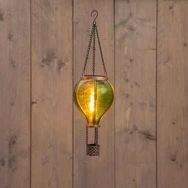 Anna's collection solar luchtballon met vlameffect groen 12led 11x36cm