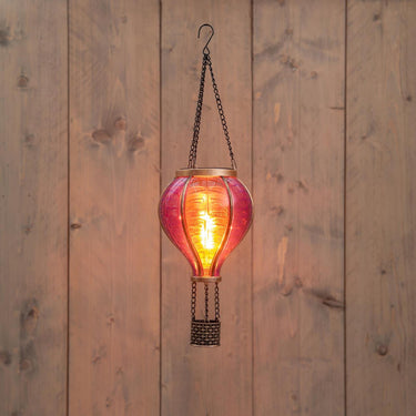 Anna's collection solar luchtballon met vlameffect roze 12led 11x36cm