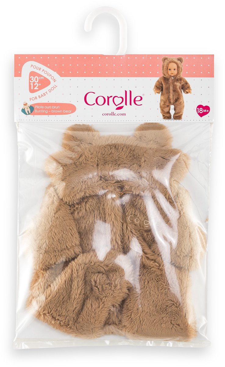 Afbeelding laden in galerijviewer, Corolle poppenkostuum beren onesie bruin - 30cm poppen kleding.
