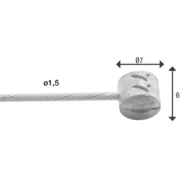 Load image into Gallery viewer, Elvedes rem binnenkabel 2 000 mm 1×19 draads rvs ø1,5mm met t-nippel ø7 × 6mm
