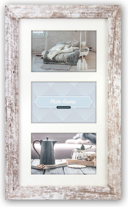 Zep - houten multi fotolijst wit bruin nelson 6 3q voor 3 foto's 13x18 - v23136