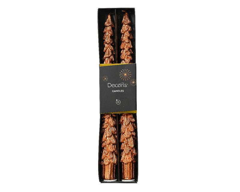 Afbeelding laden in galerijviewer, Decoris dinerkaars kerstboomvorm parafine koper dia2,2x25cm
