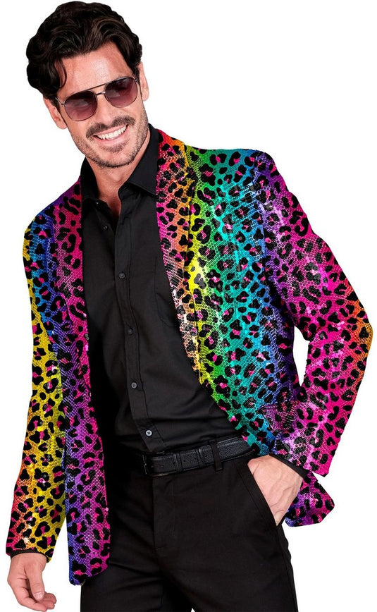 Widmann paillettencolbert regenboog luipaard