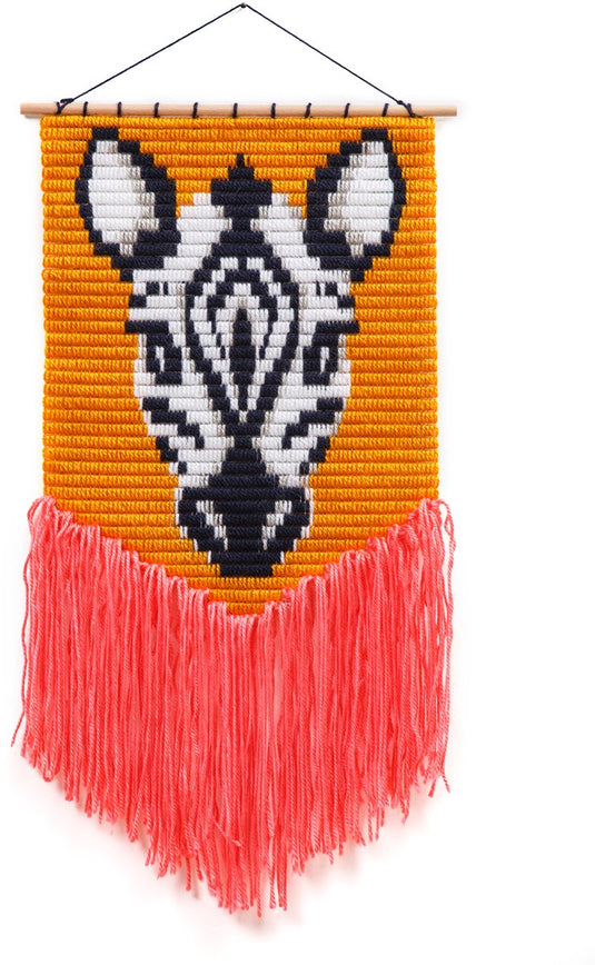 Sozo - wall art embroidery kit zebra - complete borduurset - geschikt vanaf 6 jaar