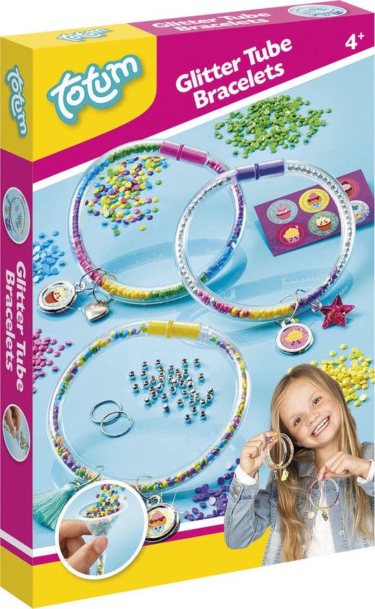 Totum vulbare armbandjes maken - knutselset speelgoed meisjes vanaf 4 jaar - buisarmbandjes vullen met meer dan 2400 steentjes in vrolijke kleuren - tube bracelets