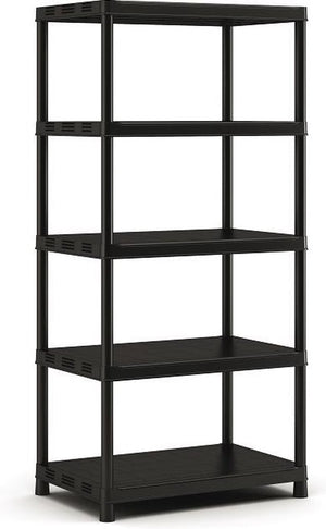 Keter kunststof opbergrek - extra diep - 400 kg draagkracht - 5 planken - 60x90x187cm - zwart