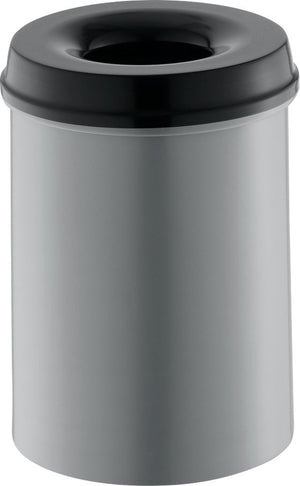 V-part vlamdovende prullenbak papierbak - 15l - aluminium zwart