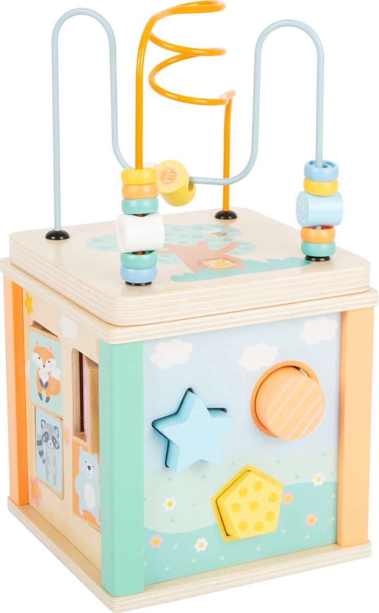 Load image into Gallery viewer, Small foot - houten activiteitenkubus en motoriekspiraal pastel
