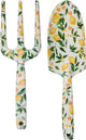 Kinzo tuingereedschap set 2-delig - tuingereedschapset met plantschep en handvork - tuinschep staal en handvork tuin - decoratief tuingereedschap bloemenmotief