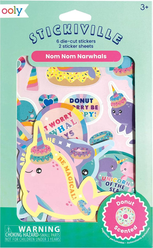 Ooly - stickiville - nom nom narwhals - donut geurende stickers