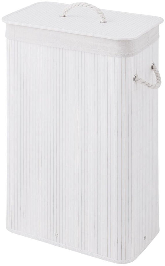 Sealskin bamboo – bamboe wasmand met deksel - wasbare katoenen waszak - handvatten - 56 liter – afmetingen 60 x 40 x 23,5 cm - wit