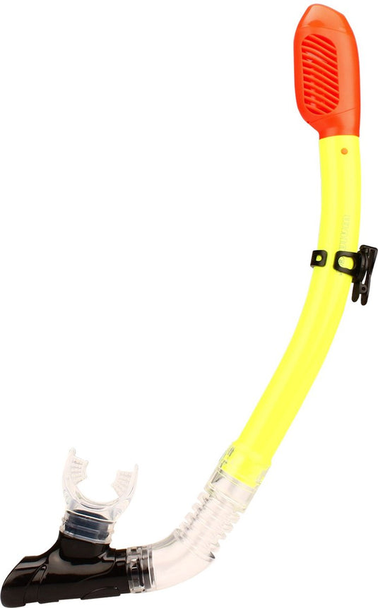 Waimea snorkel full dry liquid silicone - fluorgeel fluororanje zwart