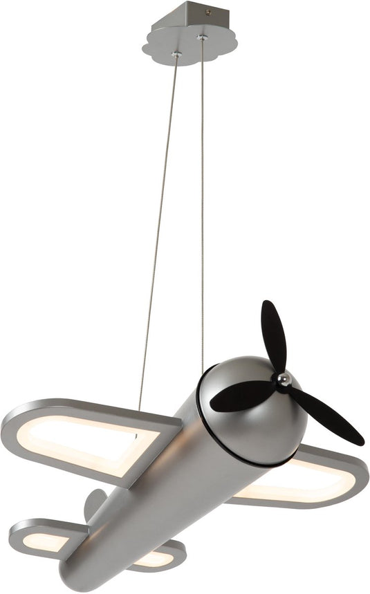 Lucide fokker - hanglamp kinderkamer - led - 1x28w 2500k - grijs ijzer