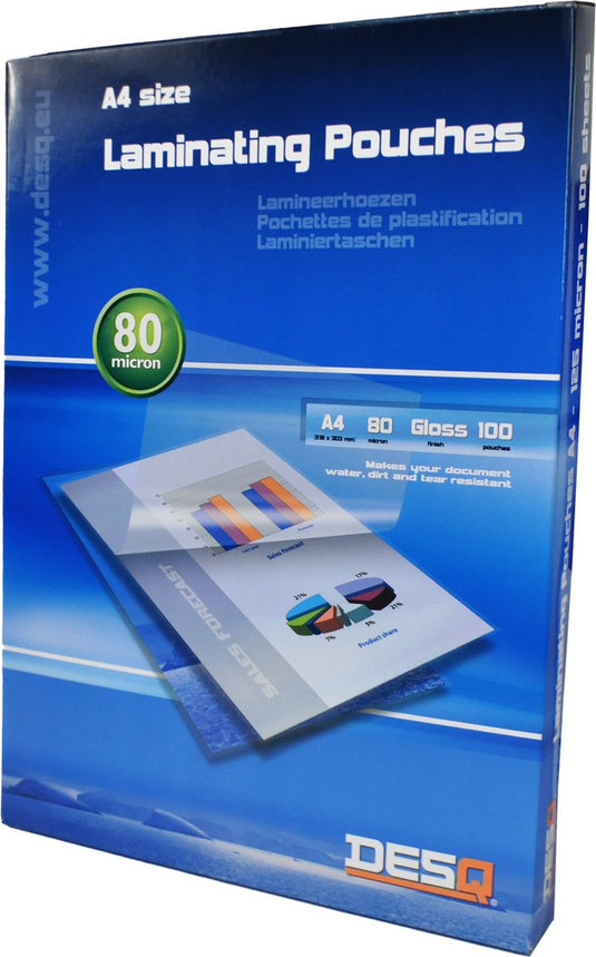 Desq ® lamineerhoes | a4 | 80 micron | glanzend | 100 stuks |216 x 303 mm | premium | 71141