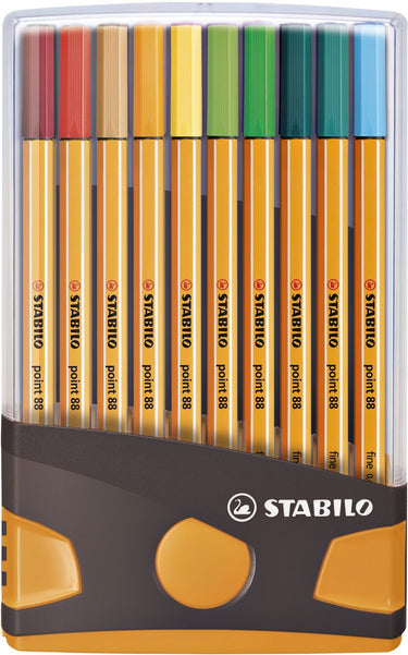 Stabilo point 88 - colorparade - antraciet oranje - set met 20 verschillende kleuren