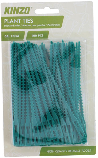 Kinzo plantbinders plant ties - plantenclips voor planten vastbinden - plantenbinder voor plantensteunen - tuinclips voor klimplanten clips - 100 stuks - ca. 13 cm - groen