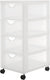 Iris easygrip chest ladekast - 4 lades x 11,25l - kunststof - wit transparant - met wieltjes