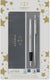 Parker jotter duo geschenkset met balpen en vulpen | roestvrij staal met chromen afwerking | inktnavulling en inktpatronen met blauwe inkt | geschenkverpakking