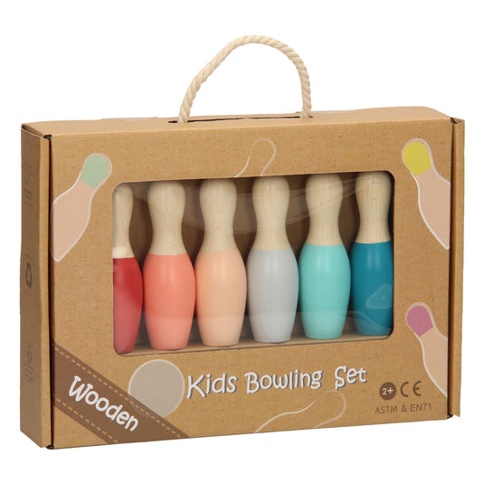Houten kinder bowlingset - pastel