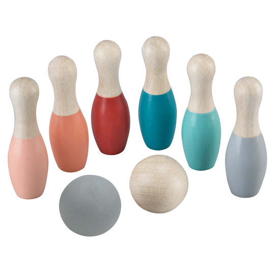 Houten kinder bowlingset - pastel