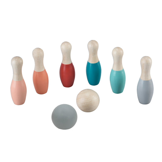 Houten kinder bowlingset - pastel