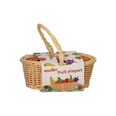 Pic houten fruit in knickmand, 7dlg.