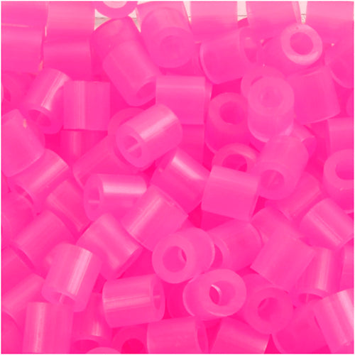 Nabbi strijkkralen, afm 5x5 mm, gatgrootte 2,5 mm, medium, roze neon (32257), 1100 stuk 1 doos