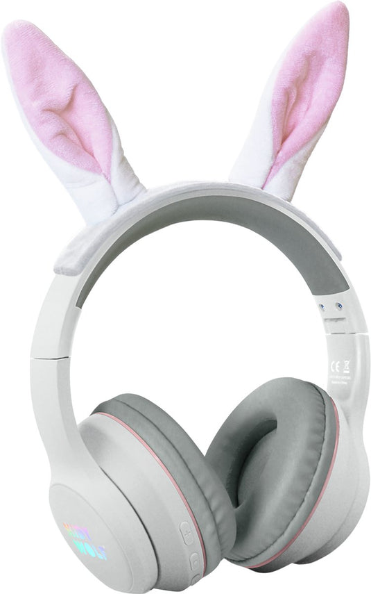 Kidywolf kidyears kinder koptelefoon konijn – 85db, bluetooth jack, opvouwbaar, magnetische oortjes, 4+