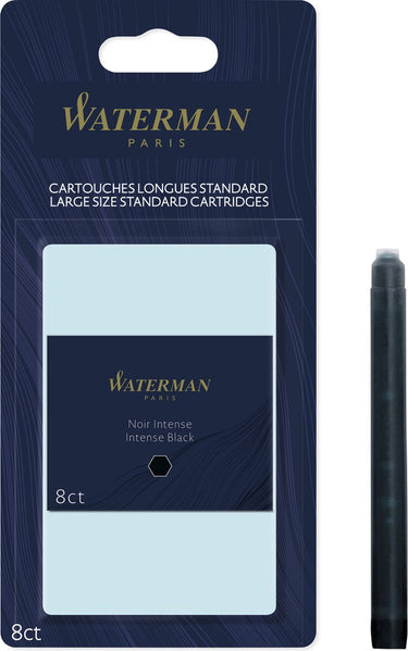 Waterman -vulpeninktpatronen | lang international | intense black | 8 inktpatroon