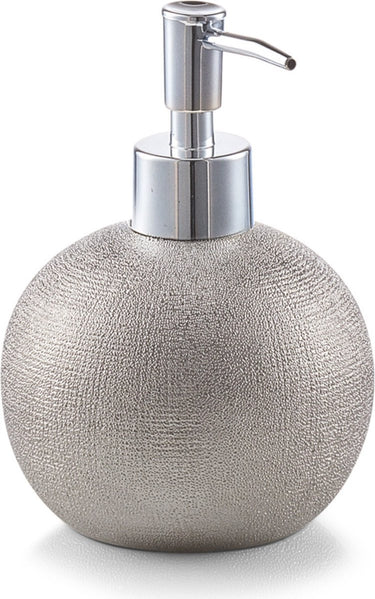 Zeller zeeppompje dispenser - keramiek - zilver glitter - 14 cm