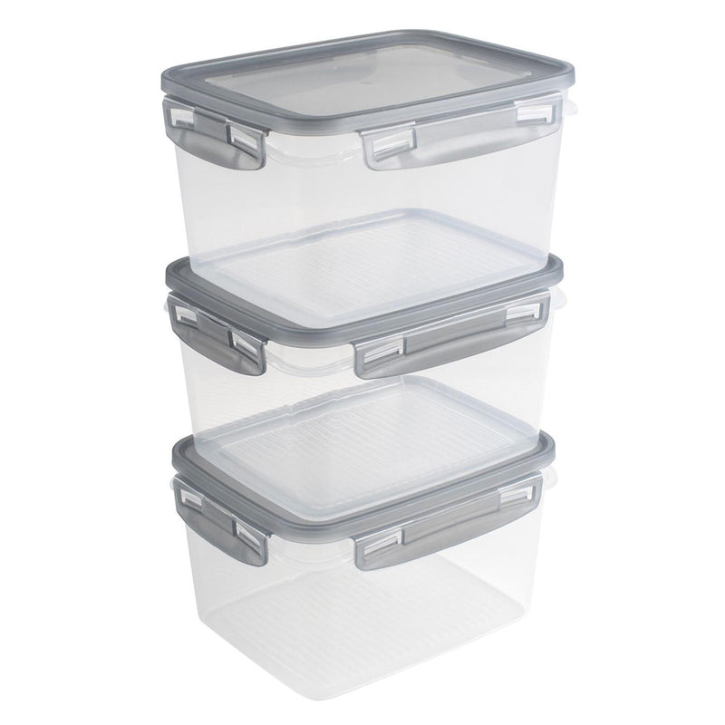 Load image into Gallery viewer, Sunware club cuisine diepvriesdozenset met clips set van 3 1,5l transparant grijs
