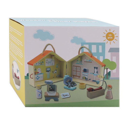 Lobbes houten dierenarts speelset, 13dlg.