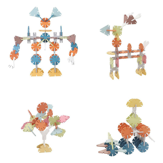 Houten bouwschijfjes in opbergbox, 60dlg.