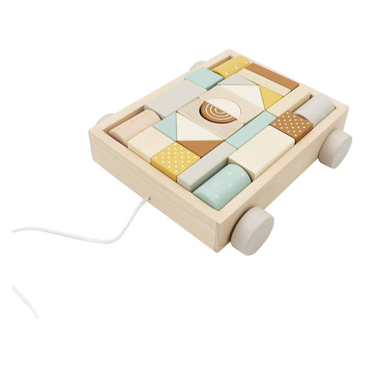 Houten blokken kar, 25dlg.