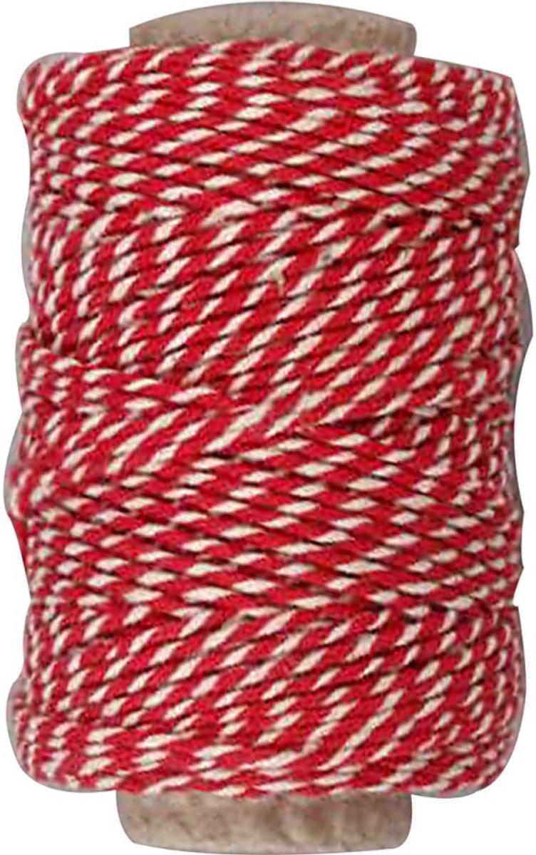 Load image into Gallery viewer, Creativ company http: www.cchobby.nl katoenkoord-dikte-1-1-mm-rood-wit-50-m-1-rol
