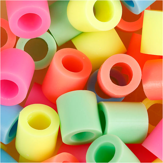 Nabbi strijkkralen, afm 10x10 mm, gatgrootte 5,5 mm, jumbo, pastelkleuren, 2450 div 1 emmer