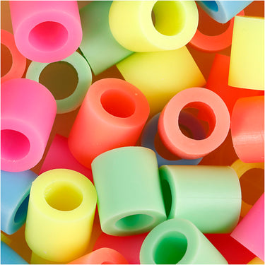 Nabbi strijkkralen, afm 10x10 mm, gatgrootte 5,5 mm, jumbo, pastelkleuren, 550 div 1 doos