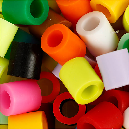 Nabbi strijkkralen, afm 10x10 mm, gatgrootte 5,5 mm, jumbo, extra kleuren, 550 div 1 doos