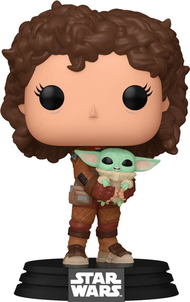 Funko star wars the mandalorian - peli motto with grogu vinyl figuur nr. 665 pop! standaard