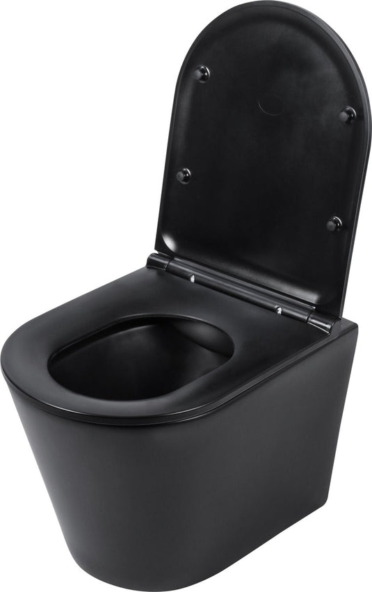 Differnz wandtoilet met pk uitgang rimless inclusief toiletbril mat zwart