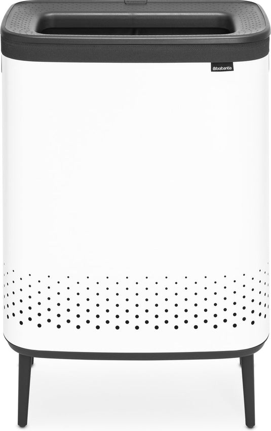 Brabantia bo hi wasmand - met deksel - 2 x 45 l - wassorteerder - 2 vakken - white