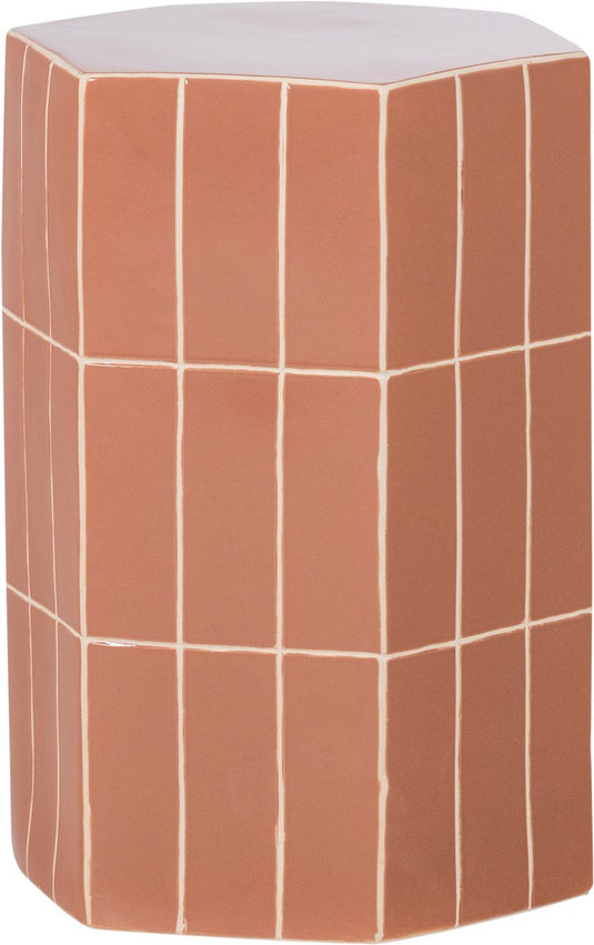 Woood plu decoratieve bijzettafel - keramiek - oudroze - 54x38x32