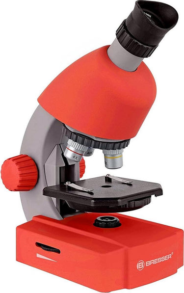 Bresser junior microscoop – 40x640x – rood – incl. accessoirespakket – voor transparante preparaten