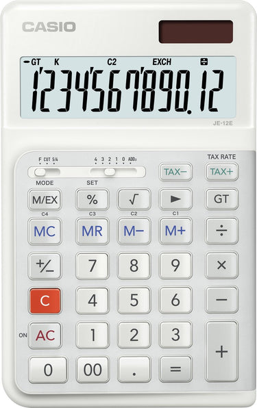 Casio je-12e - ergonomische bureaurekenmachine met innovatief traptoetsenbord voor rechtshandigen