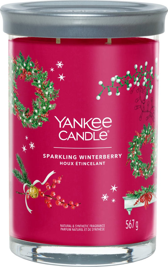Yankee candle - sparkling winterberry large tumbler geurkaars - 100 branduren - twee lonten