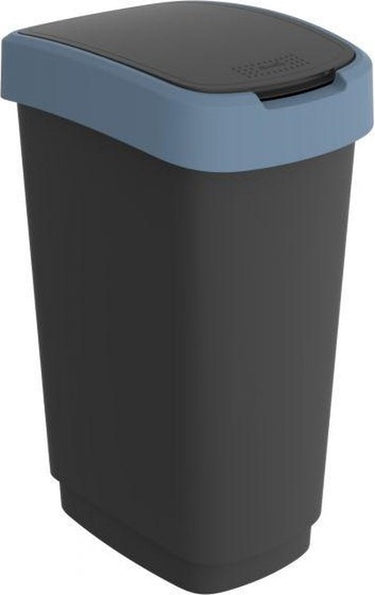 Rotho twist - afvalbak - kunststof - 50 liter - blauw met zwart
